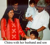 Chitra with her husband and son