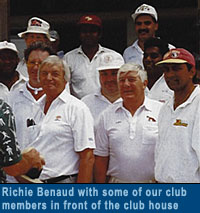 Richie Benaud with some of our club members in front of the club house