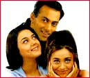 Salman Khan, Preity Zinta and Rani Mukherji in Har dil Jo Pyaar Karega 