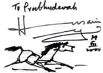 M F Husain's sketch