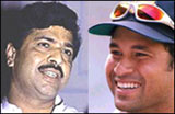 IT Minister Pramod Mahajan and cricket superstar Sachin Tendulkar
