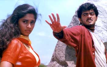 Shalini with Ajith. The two were later married