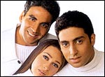 Akshay Kumar, Karisma Kapoor and Abhishek Bachchan in Haan... Maine Bhi Pyaar Kiya