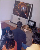 The cast and crew of Lagaan, watching the Oscars