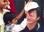 Steve Waugh at the Udayan leprosy home in Barackpore, West Bengal