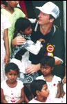 Steve Waugh at the Udayan leprosy home in Barackpore, West Bengal