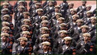 An army contingent marching down Rajpath