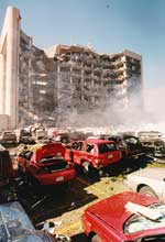 The scene outside Alfred P Murrah building on April 19, 1995