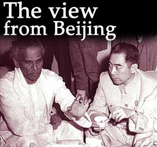 Zhou Enlai with Krishna Menon, Bandung, April 1955