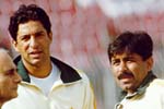 Javed Miandad with Wasim Akram