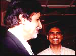 Amitabh Bachchan with Aniruddha Bahal at the Tehelka.com screening at Oberoi, Bombay