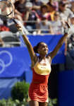 Venus Williams exults after winning the singles gold