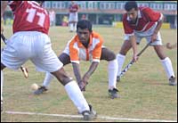 Airlines defender Vinay thwarts CRPF forward Trilok Ram (No. 11)