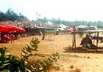 Baga beach overtaken by trash and Coca Cola  beach umbrellas