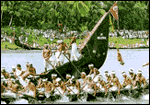 A boat race taking place during Onam